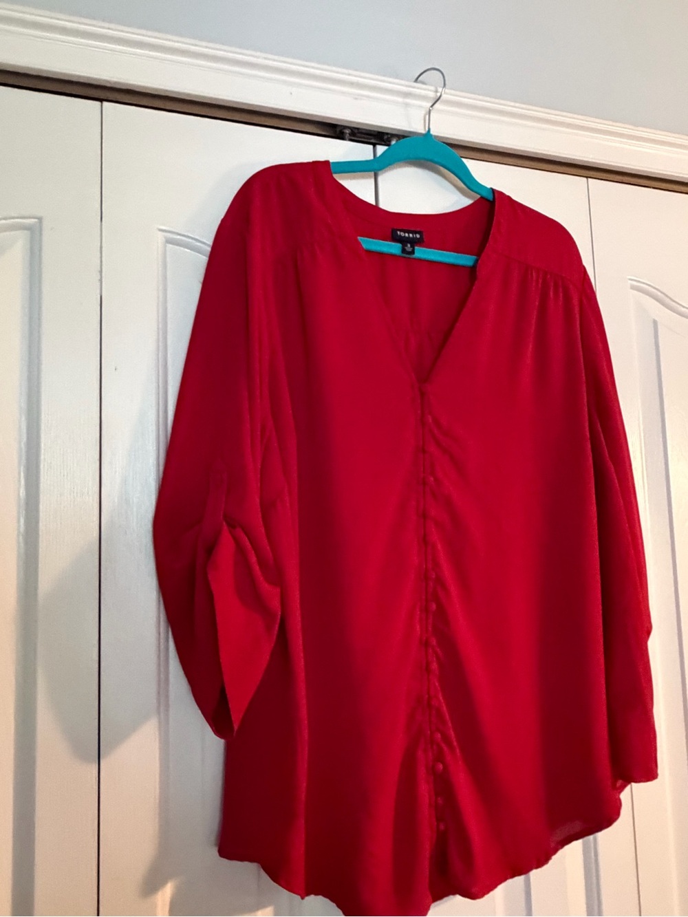 torrid Red V-Neck Button-Front Blouse